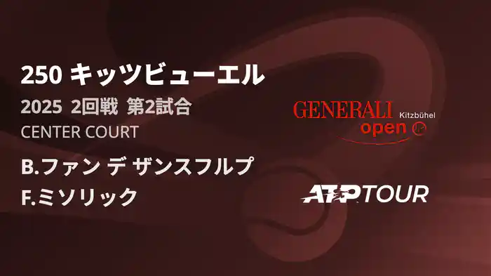 250 キッツビューエル 男子シングルス2回戦 B.ファン デ ザンスフルプ VS F.ミソリック フルマッチ [ATPツアー 2025]