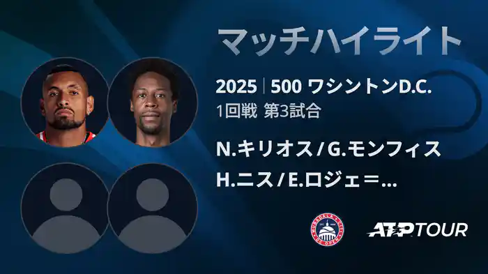 500 ワシントンD.C. 男子ダブルス1回戦 N.キリオス/G.モンフィス VS H.ニス/E.ロジェ＝バセラン マッチハイライト [ATPツアー 2025]