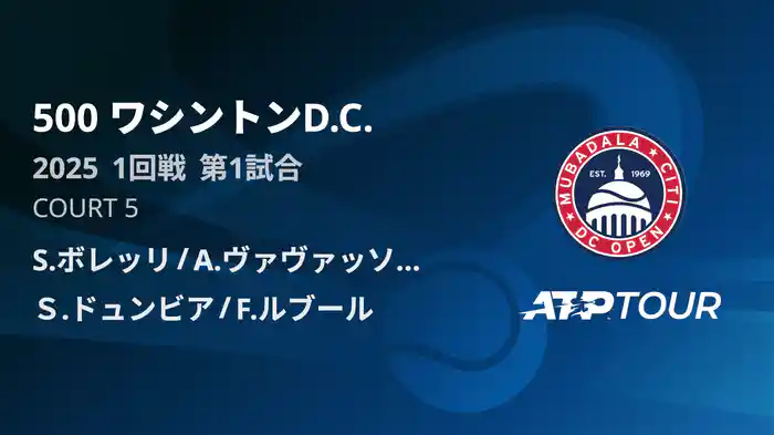 500 ワシントンD.C. 男子ダブルス1回戦 S.ボレッリ/A.ヴァヴァッソーリ VS Ｓ.ドュンビア/F.ルブール フルマッチ [ATPツアー 2025]