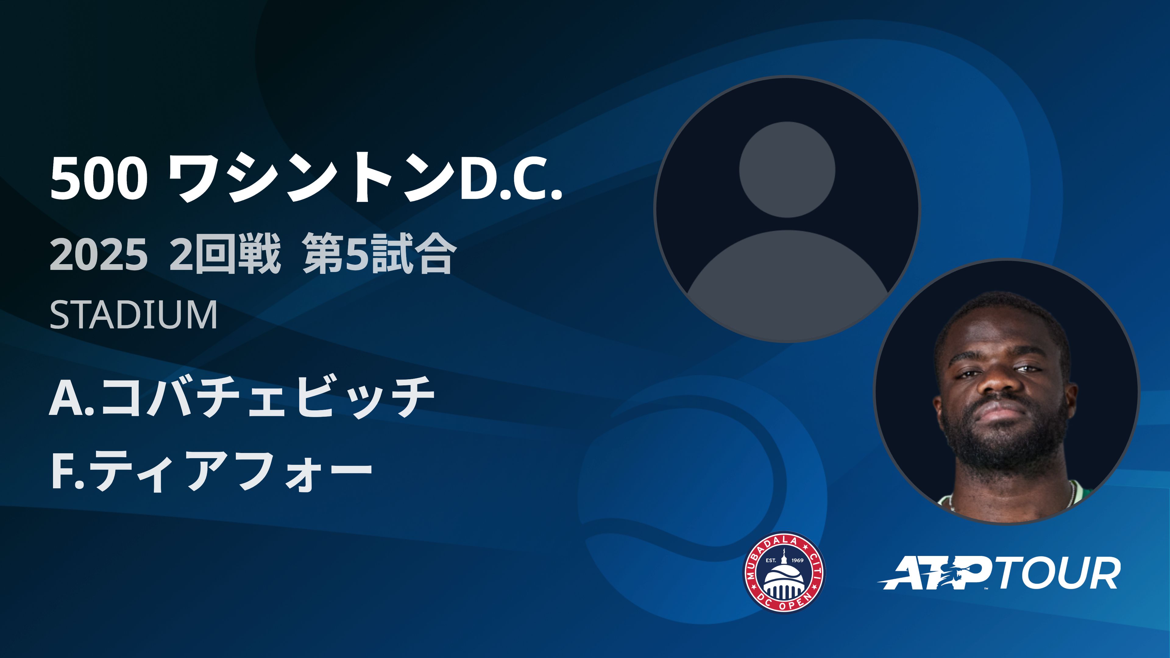 500 ワシントンD.C. 男子シングルス2回戦 A.コバチェビッチ VS F.ティアフォー フルマッチ [ATPツアー 2025]