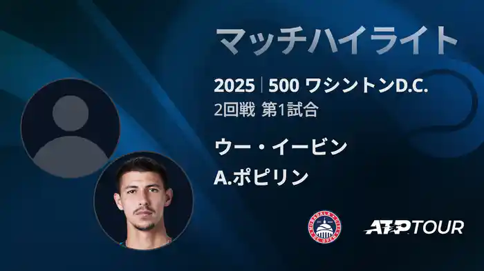 500 ワシントンD.C. 男子シングルス2回戦 ウー・イービン VS A.ポピリン マッチハイライト [ATPツアー 2025]