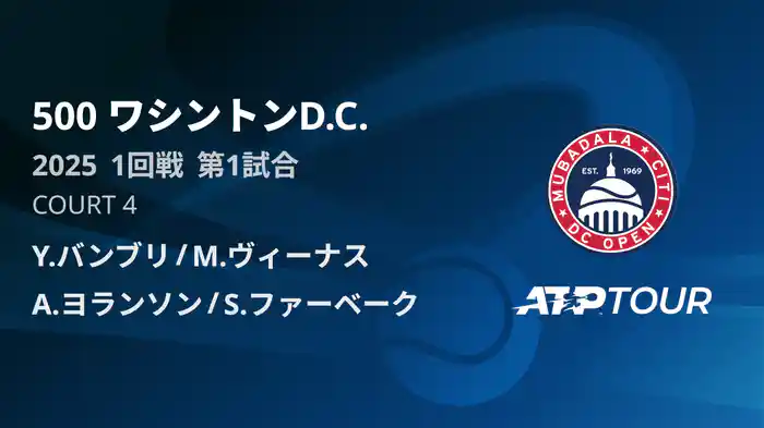 500 ワシントンD.C. 男子ダブルス1回戦 Y.バンブリ/M.ヴィーナス VS A.ヨランソン/S.ファーベーク フルマッチ [ATPツアー 2025]