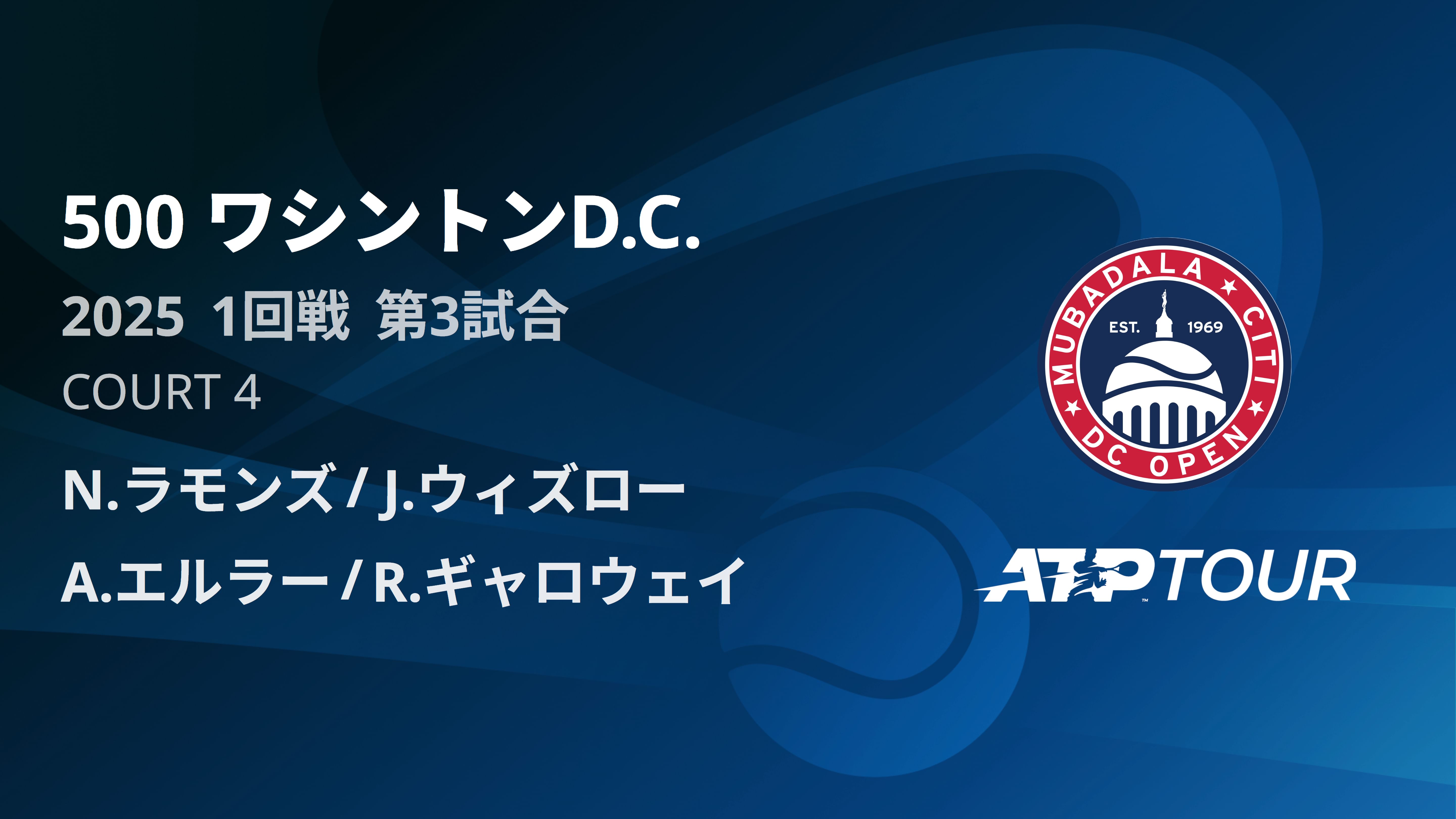 500 ワシントンD.C. 男子ダブルス1回戦 N.ラモンズ/J.ウィズロー VS A.エルラー/R.ギャロウェイ フルマッチ [ATPツアー 2025]