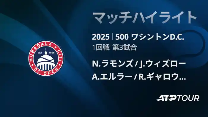 500 ワシントンD.C. 男子ダブルス1回戦 N.ラモンズ/J.ウィズロー VS A.エルラー/R.ギャロウェイ マッチハイライト [ATPツアー 2025]