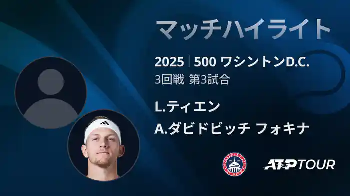 500 ワシントンD.C. 男子シングルス３回戦 L.ティエン VS A.ダビドビッチ フォキナ マッチハイライト [ATPツアー 2025]