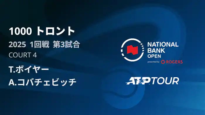 1000 トロント シングルス1回戦 T.ボイヤー VS A.コバチェビッチ フルマッチ [ATPツアー 2025]