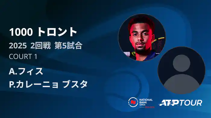 1000 トロント シングルス2回戦 A.フィス VS P.カレーニョ ブスタ フルマッチ [ATPツアー 2025]