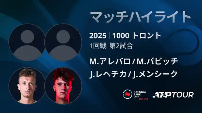 1000 トロント ダブルス1回戦 M.アレバロ/M.パビッチ VS J.レヘチカ/J.メンシーク マッチハイライト [ATPツアー 2025]
