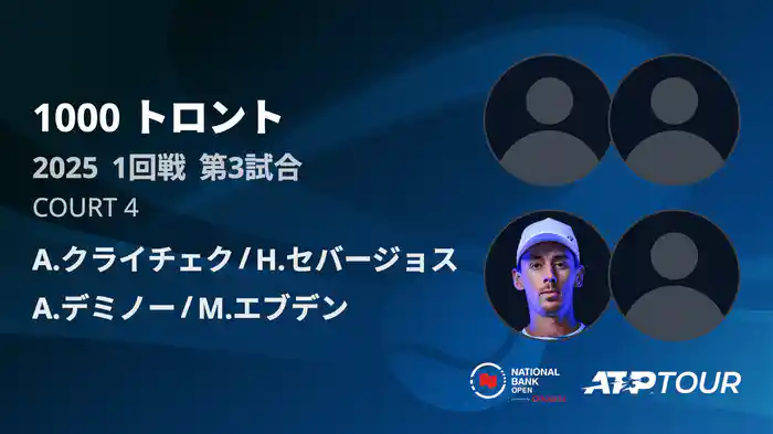 1000 トロント ダブルス1回戦 A.クライチェク/H.セバージョス VS A.デミノー/M.エブデン フルマッチ [ATPツアー 2025]