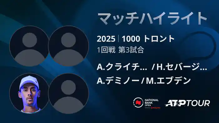 1000 トロント ダブルス1回戦 A.クライチェク/H.セバージョス VS A.デミノー/M.エブデン マッチハイライト [ATPツアー 2025]