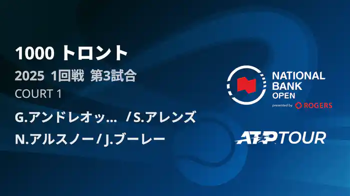 1000 トロント ダブルス1回戦 G.アンドレオッツィ/S.アレンズ VS N.アルスノー/J.ブーレー フルマッチ [ATPツアー 2025]