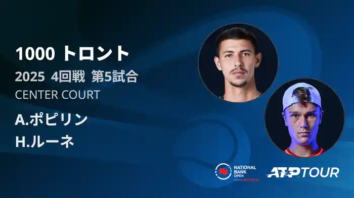 1000 トロント シングルス4回戦 A.ポピリン VS H.ルーネ フルマッチ [ATPツアー 2025]