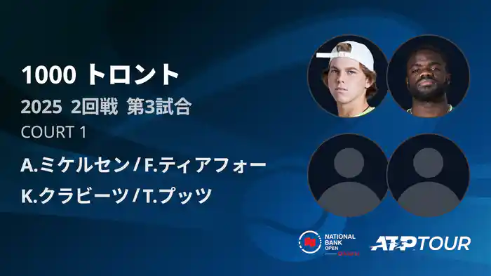 1000 トロント ダブルス2回戦 A.ミケルセン/F.ティアフォー VS K.クラビーツ/T.プッツ フルマッチ [ATPツアー 2025]