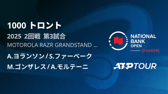 1000 トロント ダブルス2回戦 A.ヨランソン/S.ファーベーク VS M.ゴンザレス/A.モルテーニ フルマッチ [ATPツアー 2025]