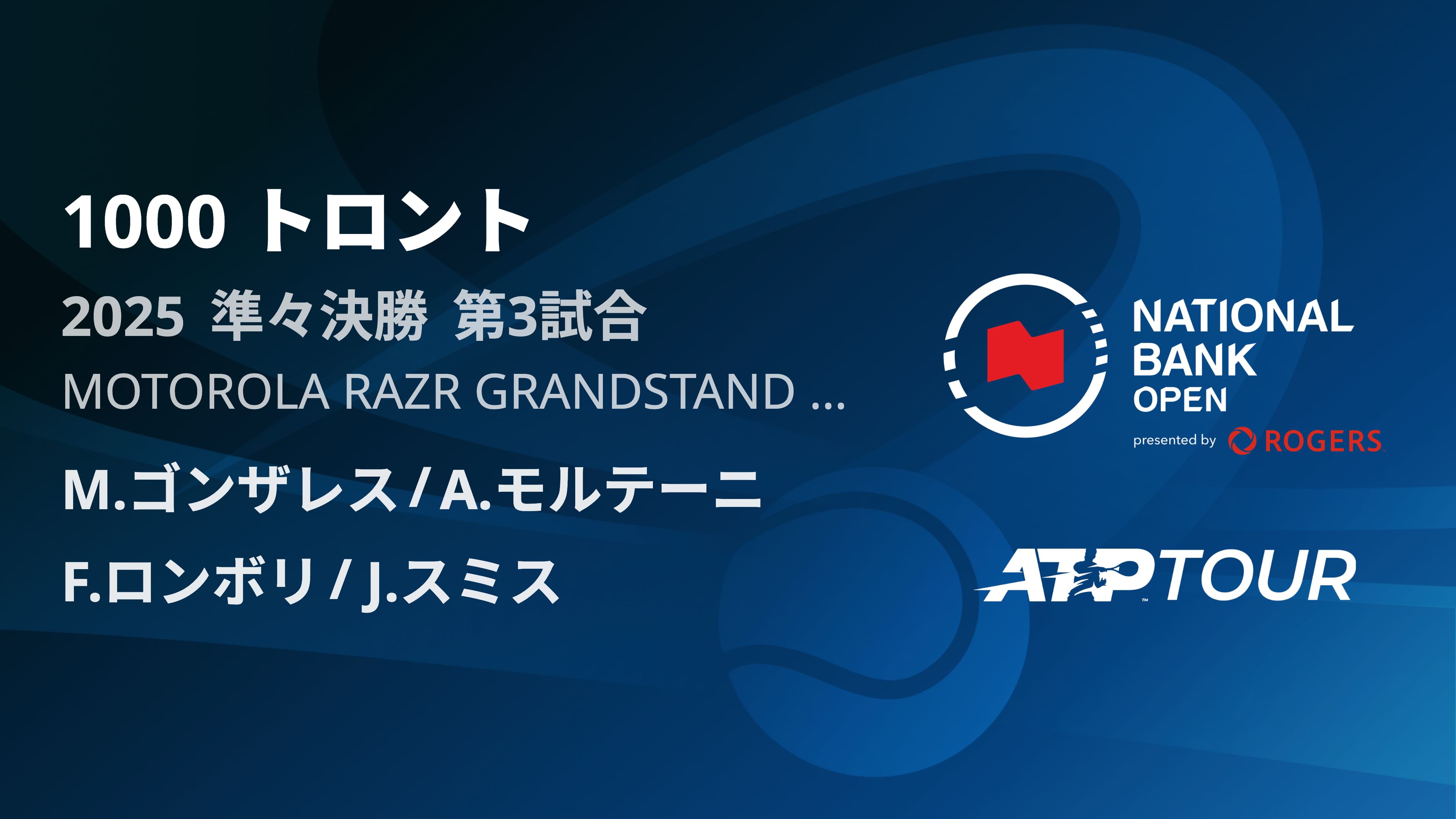 1000 トロント ダブルス準々決勝 M.ゴンザレス/A.モルテーニ VS F.ロンボリ/J.スミス フルマッチ [ATPツアー 2025]