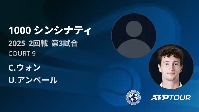 1000 シンシナティ シングルス2回戦 C.ウォン VS U.アンベール フルマッチ [ATPツアー 2025]