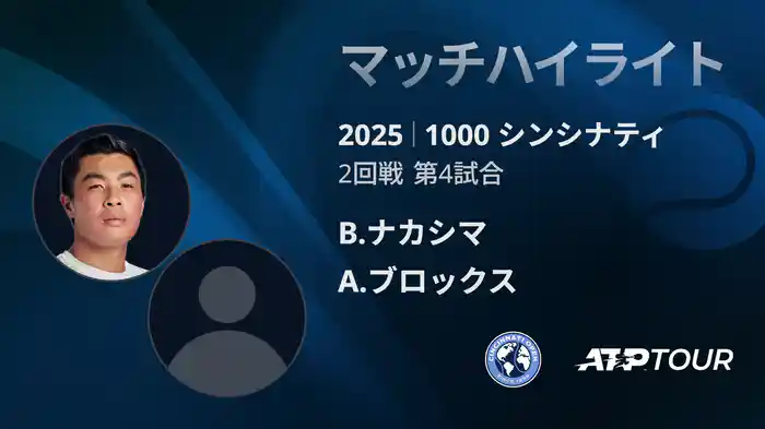 1000 シンシナティ シングルス2回戦 B.ナカシマ VS A.ブロックス マッチハイライト [ATPツアー 2025]