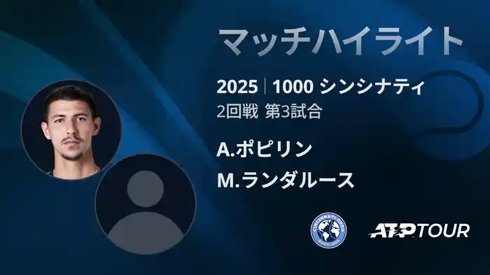 1000 シンシナティ シングルス2回戦 A.ポピリン VS M.ランダルース マッチハイライト [ATPツアー 2025]