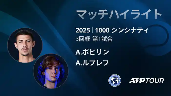 1000 シンシナティ シングルス3回戦 A.ポピリン VS A.ルブレフ マッチハイライト [ATPツアー 2025]