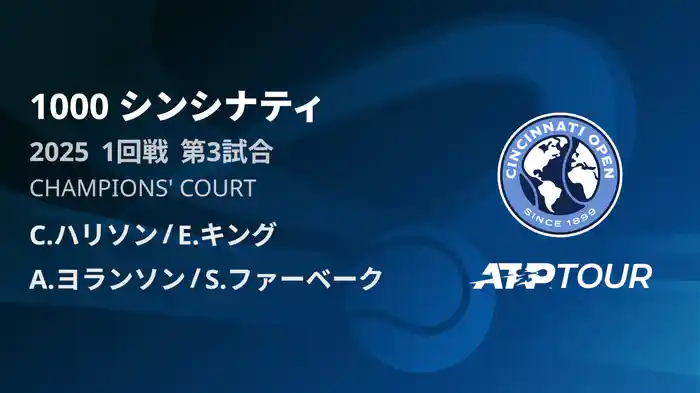 1000 シンシナティ ダブルス１回戦 C.ハリソン/E.キング VS A.ヨランソン/S.ファーベーク フルマッチ [ATPツアー 2025]