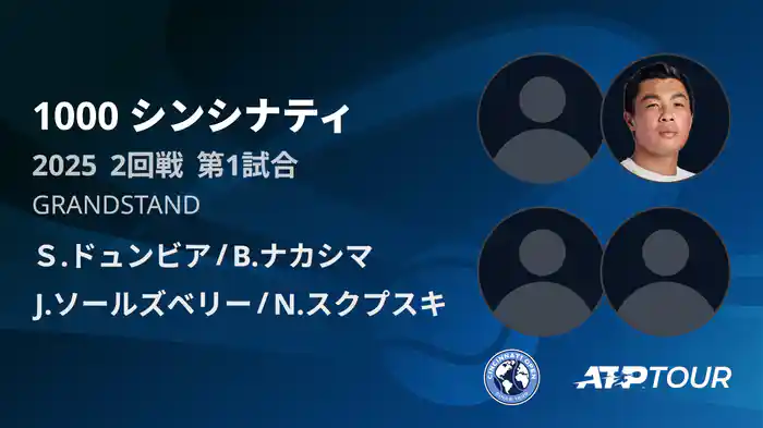 1000 シンシナティ ダブルス2回戦 Ｓ.ドュンビア/B.ナカシマ VS J.ソールズベリー/N.スクプスキ フルマッチ [ATPツアー 2025]
