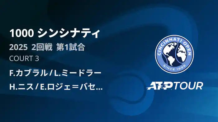 1000 シンシナティ ダブルス2回戦 F.カブラル/L.ミードラー VS H.ニス/E.ロジェ＝バセラン フルマッチ [ATPツアー 2025]