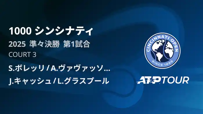 1000 シンシナティ ダブルス準々決勝 S.ボレッリ/A.ヴァヴァッソーリ VS J.キャッシュ/L.グラスプール フルマッチ [ATPツアー 2025]