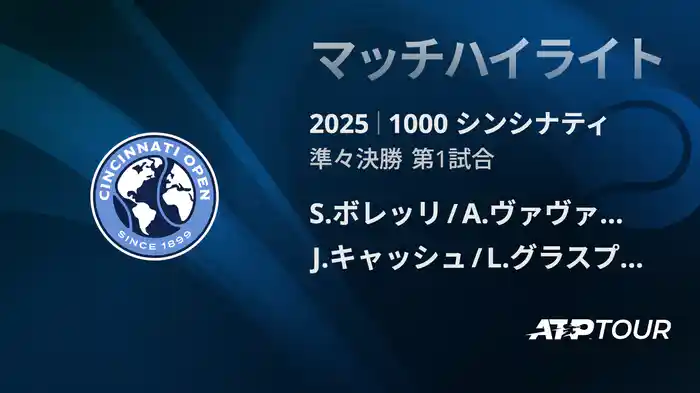 1000 シンシナティ ダブルス準々決勝 S.ボレッリ/A.ヴァヴァッソーリ VS J.キャッシュ/L.グラスプール マッチハイライト [ATPツアー 2025]