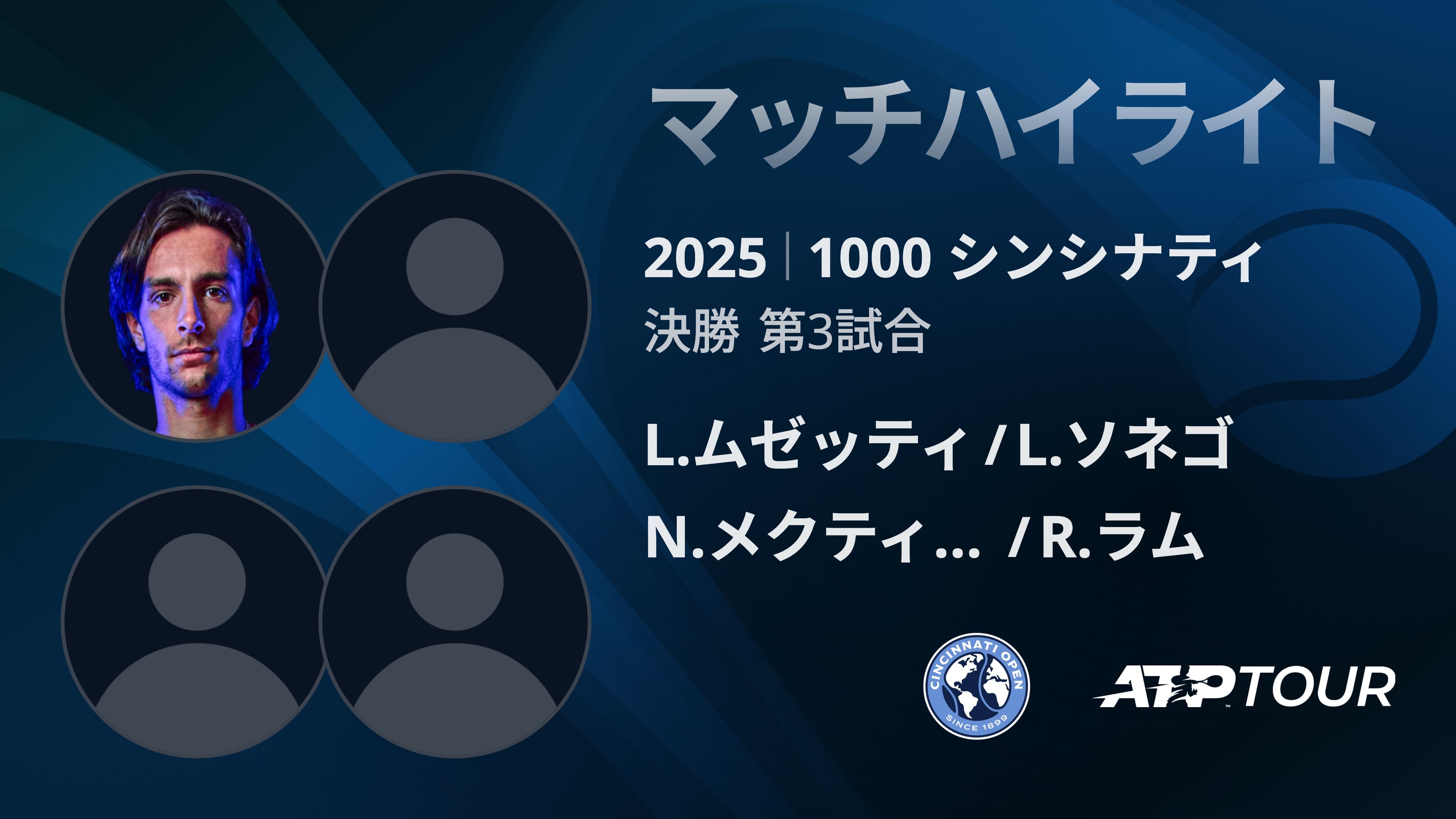 1000 シンシナティ ダブルス決勝 L.ムゼッティ/L.ソネゴ VS N.メクティッチ/R.ラム マッチハイライト [ATPツアー 2025]