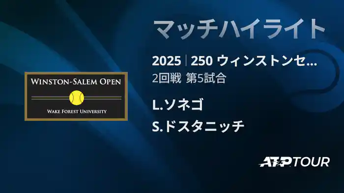250 ウィンストンセーラム シングルス2回戦 L.ソネゴ VS S.ドスタニッチ マッチハイライト [ATPツアー 2025]