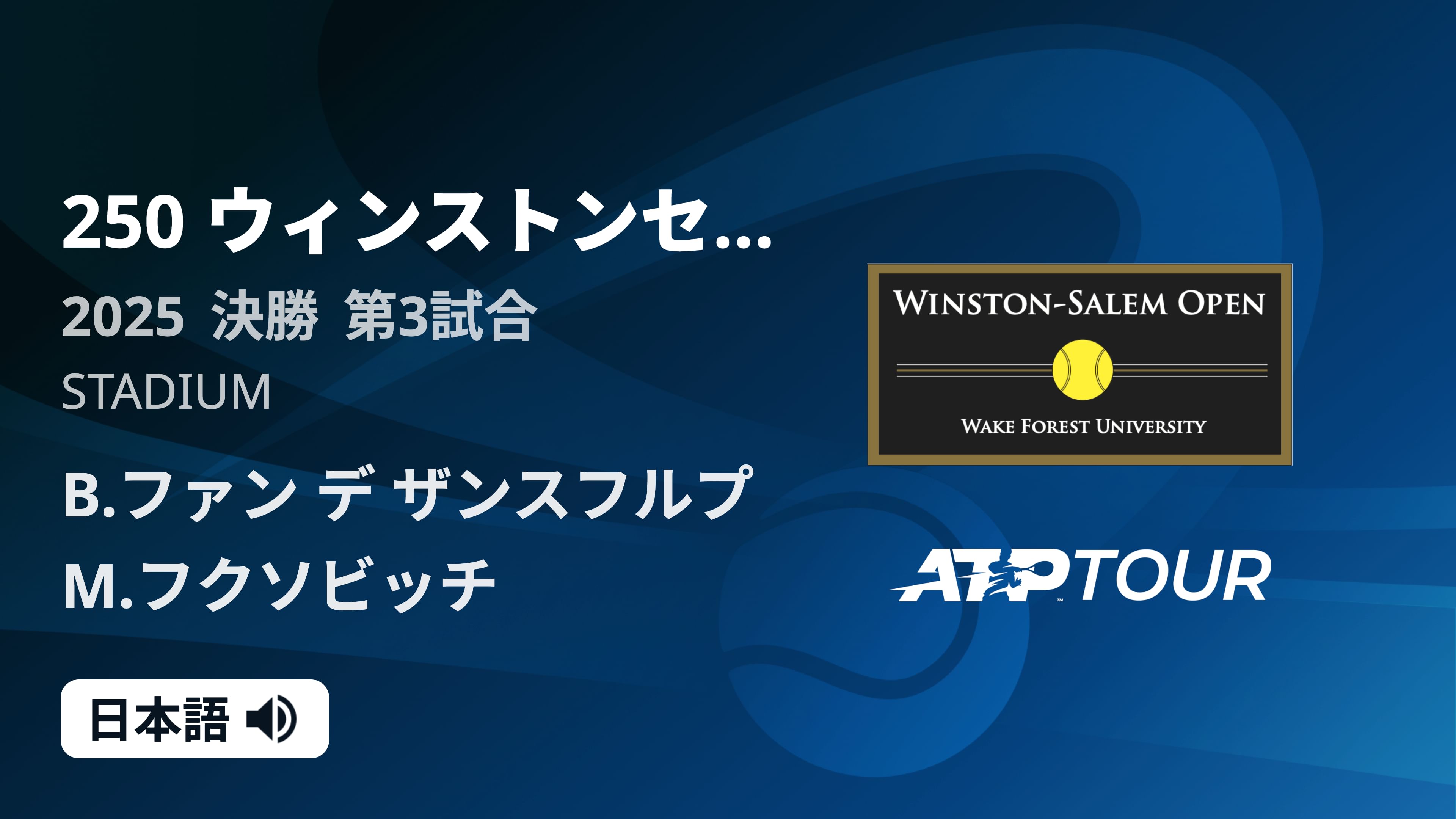 250 ウィンストンセーラム シングルス決勝 B.ファン デ ザンスフルプ VS M.フクソビッチ フルマッチ [ATPツアー 2025]