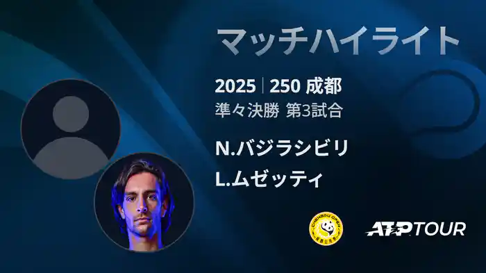 250 成都 シングルス準々決勝 N.バジラシビリ VS L.ムゼッティ マッチハイライト [ATPツアー 2025]