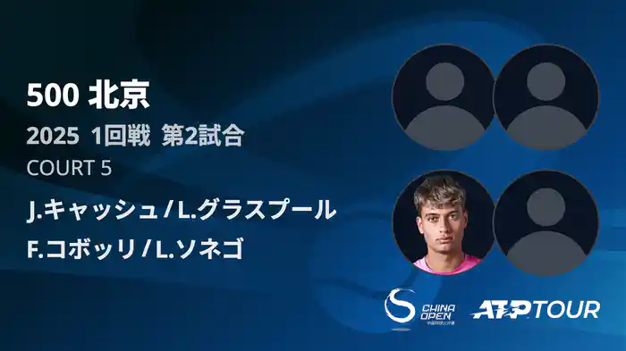 500 北京 ダブルス1回戦 J.キャッシュ/L.グラスプール VS F.コボッリ/L.ソネゴ フルマッチ [ATPツアー 2025]