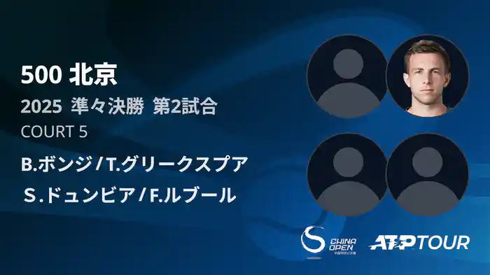 500 北京 ダブルス準々決勝 B.ボンジ/T.グリークスプア VS Ｓ.ドュンビア/F.ルブール フルマッチ [ATPツアー 2025]
