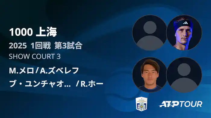 1000 上海 ダブルス１回戦 M.メロ/A.ズベレフ VS ブ・ユンチャオケテ/R.ホー フルマッチ [ATPツアー 2025]