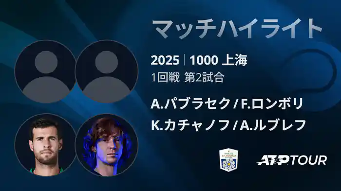 1000 上海 ダブルス１回戦 A.パブラセク/F.ロンボリ VS K.カチャノフ/A.ルブレフ マッチハイライト [ATPツアー 2025]
