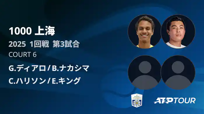1000 上海 ダブルス１回戦 G.ディアロ/B.ナカシマ VS C.ハリソン/E.キング フルマッチ [ATPツアー 2025]