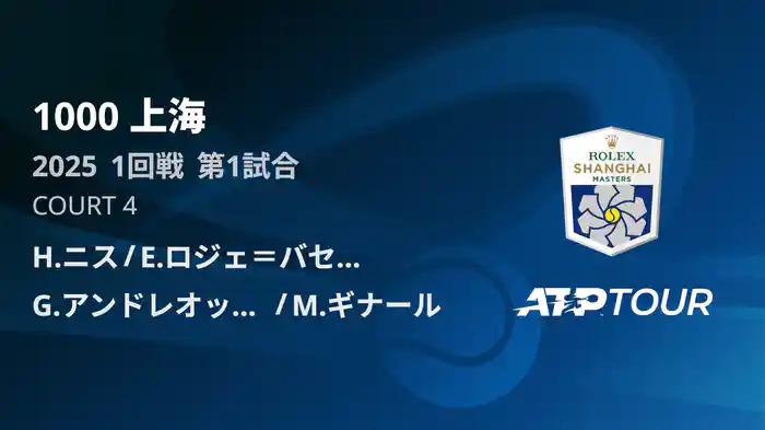 1000 上海 ダブルス１回戦 H.ニス/E.ロジェ＝バセラン VS G.アンドレオッツィ/M.ギナール フルマッチ [ATPツアー 2025]