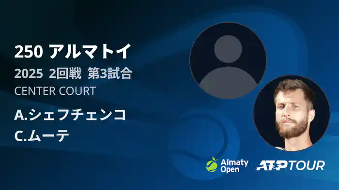 250 アルマトイ シングルス2回戦 A.シェフチェンコ VS C.ムーテ フルマッチ [ATPツアー 2025]
