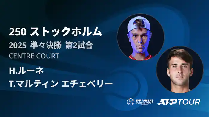 250 ストックホルム シングルス準々決勝 H.ルーネ VS T.マルティン エチェベリー フルマッチ [ATPツアー 2025]