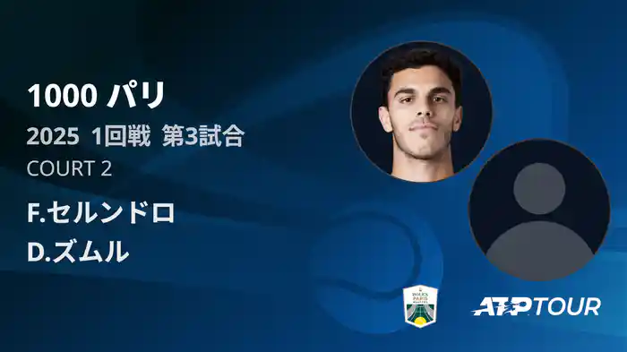 1000 パリ シングルス1回戦 F.セルンドロ VS D.ズムル フルマッチ [ATPツアー 2025]