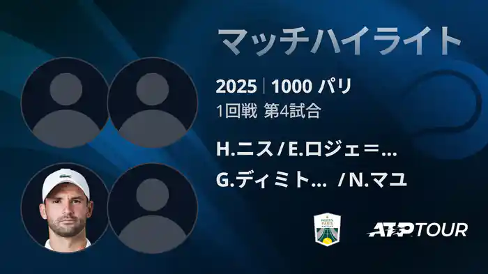 1000 パリ ダブルス1回戦 H.ニス/E.ロジェ＝バセラン VS G.ディミトロフ/N.マユ マッチハイライト [ATPツアー 2025]