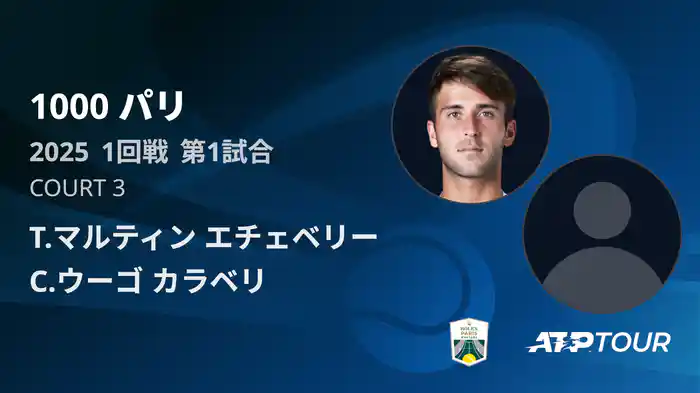 1000 パリ シングルス1回戦 T.マルティン エチェベリー VS C.ウーゴ カラベリ フルマッチ [ATPツアー 2025]