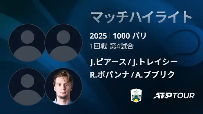 1000 パリ ダブルス1回戦 J.ピアース/J.トレイシー VS R.ボパンナ/A.ブブリク マッチハイライト [ATPツアー 2025]