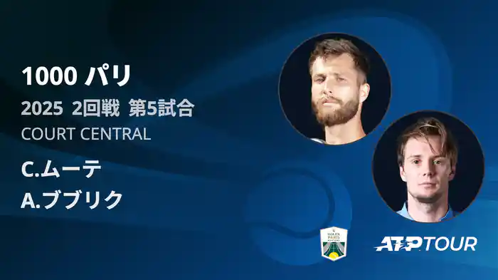 1000 パリ シングルス2回戦 C.ムーテ VS A.ブブリク フルマッチ [ATPツアー 2025]