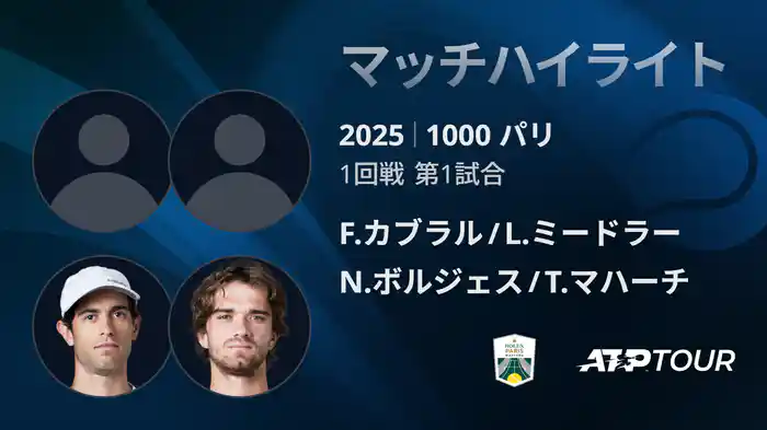 1000 パリ ダブルス1回戦 F.カブラル/L.ミードラー VS N.ボルジェス/T.マハーチ マッチハイライト [ATPツアー 2025]