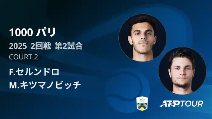 1000 パリ シングルス2回戦 F.セルンドロ VS M.キツマノビッチ フルマッチ [ATPツアー 2025]