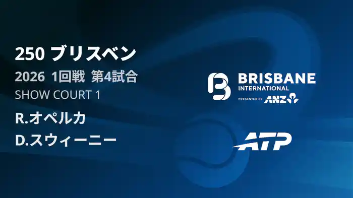 250 ブリスベン シングルス1回戦 R.オペルカ VS D.スウィーニー フルマッチ [ATPツアー 2026]