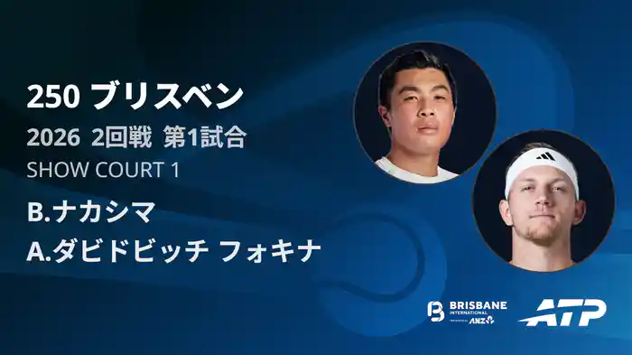 250 ブリスベン シングルス2回戦 B.ナカシマ VS A.ダビドビッチ フォキナ フルマッチ [ATPツアー 2026]