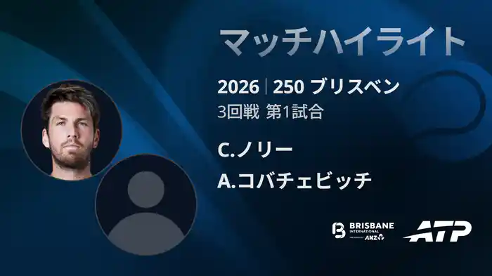 250 ブリスベン シングルス3回戦 C.ノリー VS A.コバチェビッチ マッチハイライト [ATPツアー 2026]